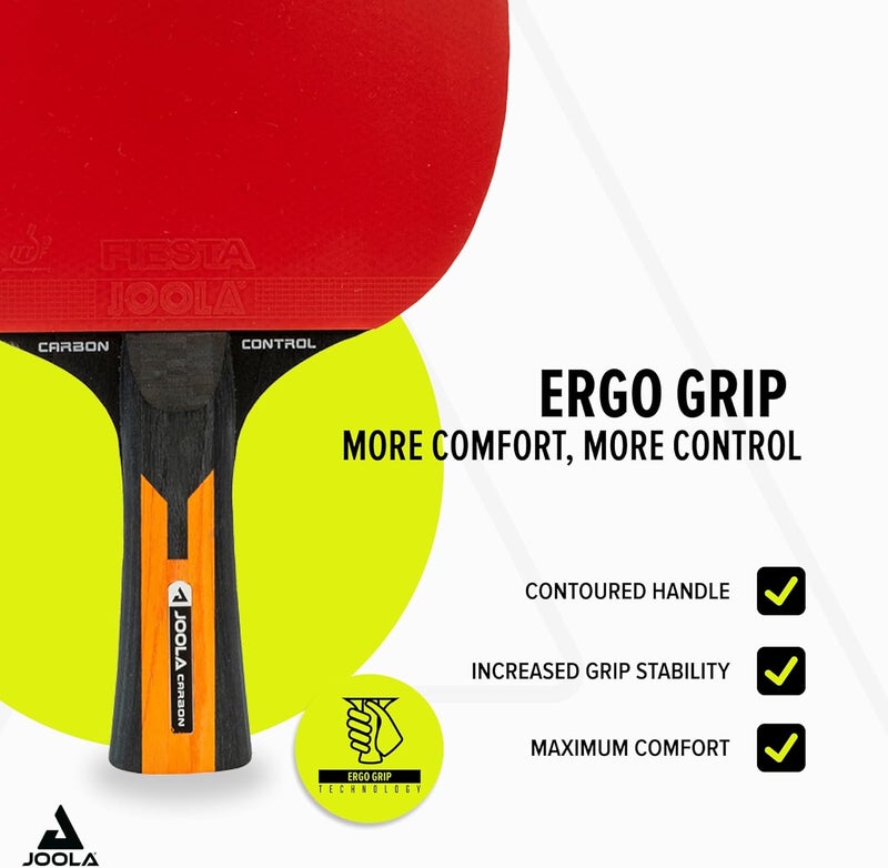JOOLA Carbon Control Performance Ping Pong Paddles - Ergonomic Grip Handle & Vibration Control - ITTF Approved - Professional Ping Pong Paddle for Advanced Playability - Table Tennis Racket - Red - Image 4